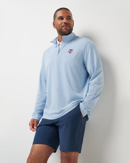 Minnesota Twins Time To Tailgate Quarter Zip Heather Blue | Travis Mathew Everyday