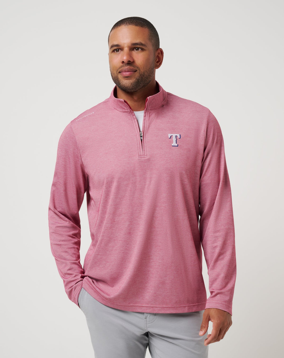 Texas Rangers Time To Tailgate Quarter Zip Heather Red | Travis Mathew Popular