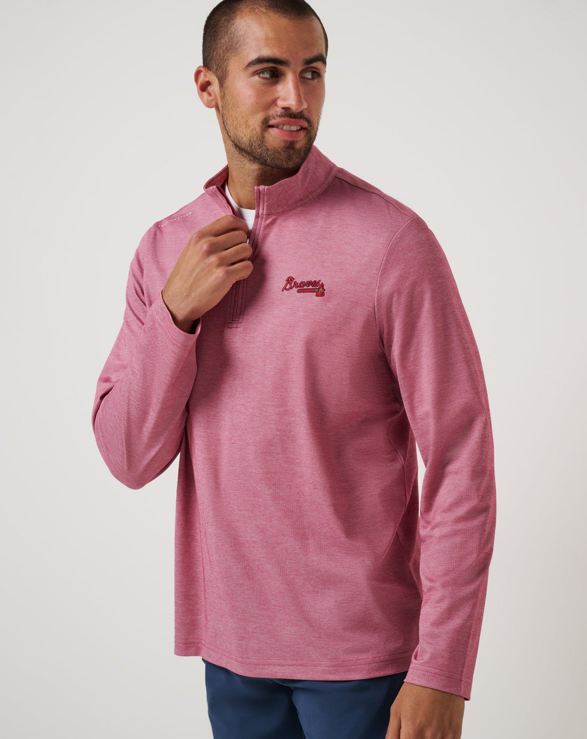 Atlanta Braves Time To Tailgate Quarter Zip Heather Red | Travis Mathew Customer Favorite
