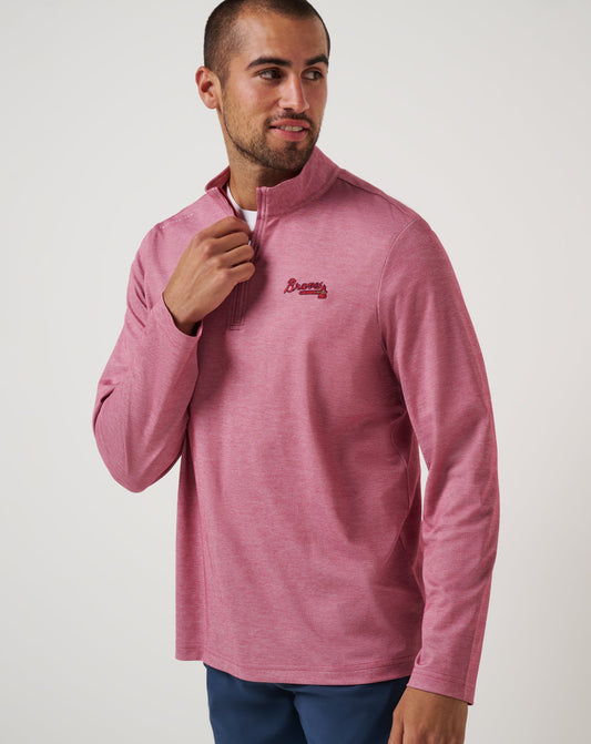 Atlanta Braves Time To Tailgate Quarter Zip Heather Red | Travis Mathew Customer Favorite