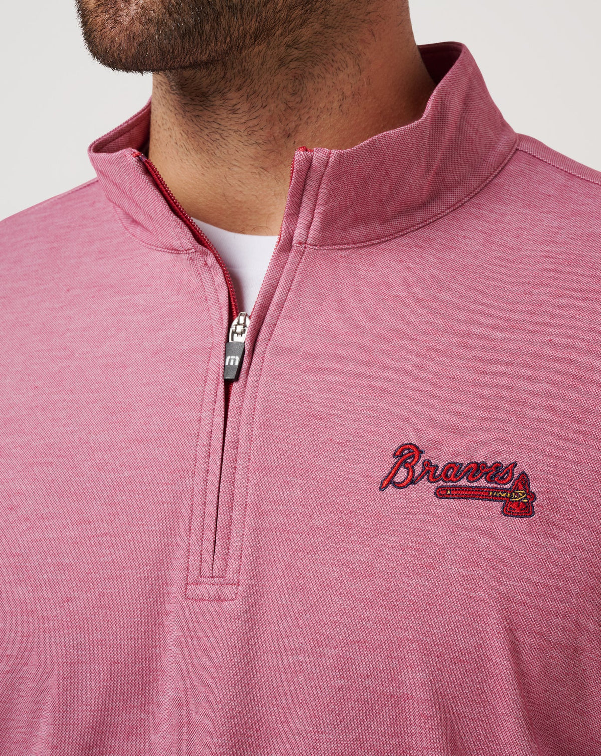 Atlanta Braves Time To Tailgate Quarter Zip Heather Red | Travis Mathew Customer Favorite