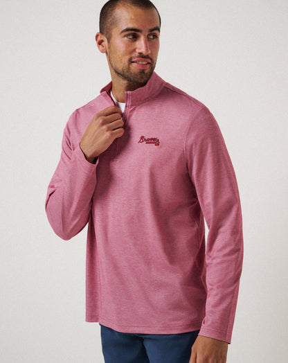 Atlanta Braves Time To Tailgate Quarter Zip Heather Red | Travis Mathew Customer Favorite