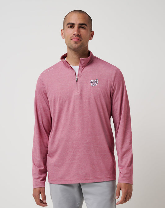 Washington Nationals Time To Tailgate Quarter Zip Heather Red | Travis Mathew Best Seller