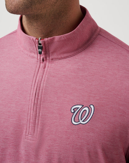Washington Nationals Time To Tailgate Quarter Zip Heather Red | Travis Mathew Best Seller