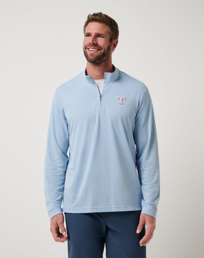 Texas Rangers Time To Tailgate Quarter Zip Heather Blue | Travis Mathew Top Pick