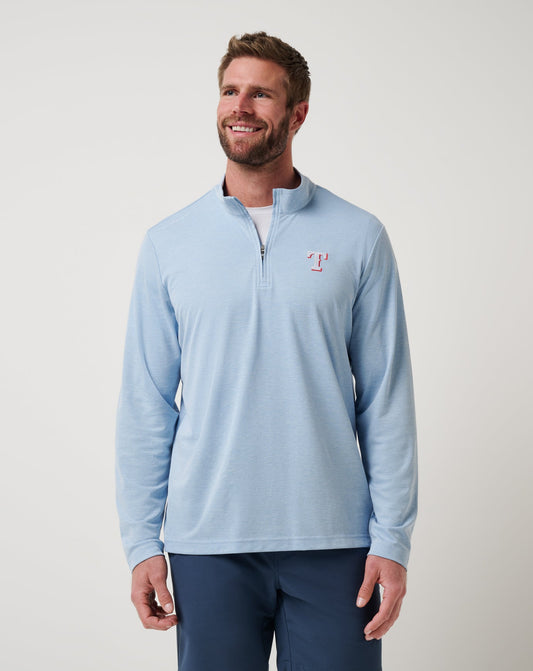 Texas Rangers Time To Tailgate Quarter Zip Heather Blue | Travis Mathew Top Pick