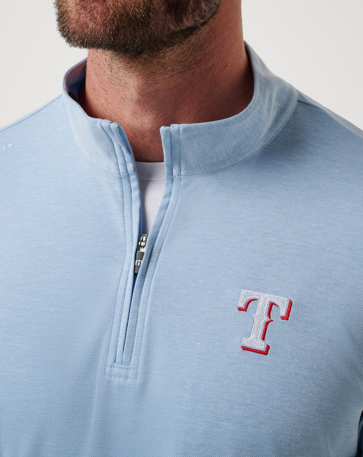 Texas Rangers Time To Tailgate Quarter Zip Heather Blue | Travis Mathew Top Pick