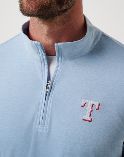 Texas Rangers Time To Tailgate Quarter Zip Heather Blue | Travis Mathew Top Pick