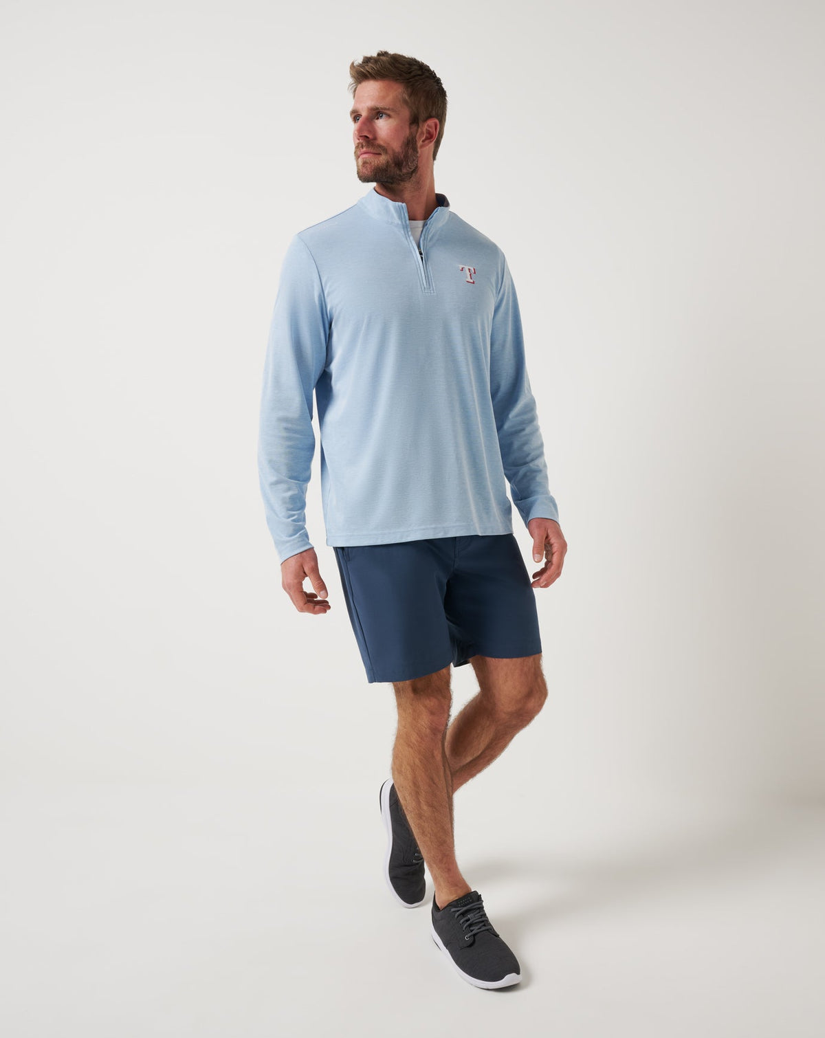 Texas Rangers Time To Tailgate Quarter Zip Heather Blue | Travis Mathew Top Pick