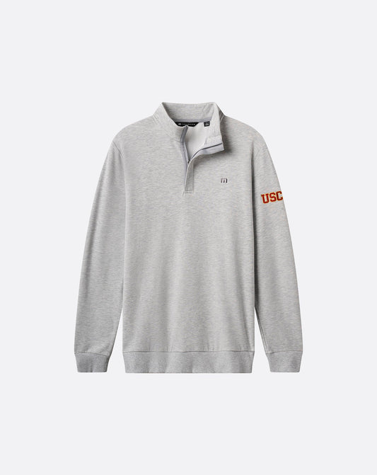 USC Cloud Quarter Zip 2.0 Heather Light Grey | Travis Mathew Sale