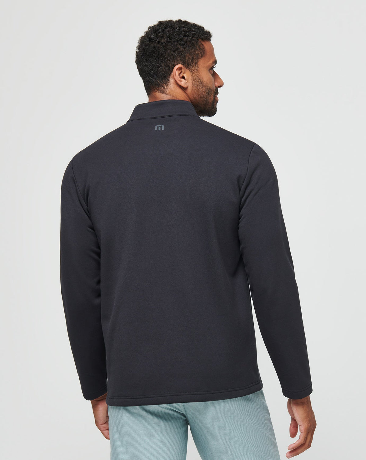 Upgraded Fleece Chest Stripe Quarter Zip Black/Coronet | Travis Mathew Trending