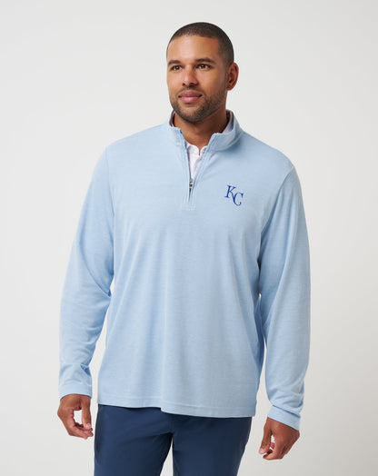Kansas City Roayals Time To Tailgate Quarter Zip Heather Blue | Travis Mathew Discount