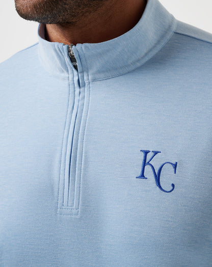 Kansas City Roayals Time To Tailgate Quarter Zip Heather Blue | Travis Mathew Discount