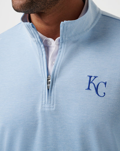 Kansas City Roayals Time To Tailgate Quarter Zip Heather Blue | Travis Mathew Discount