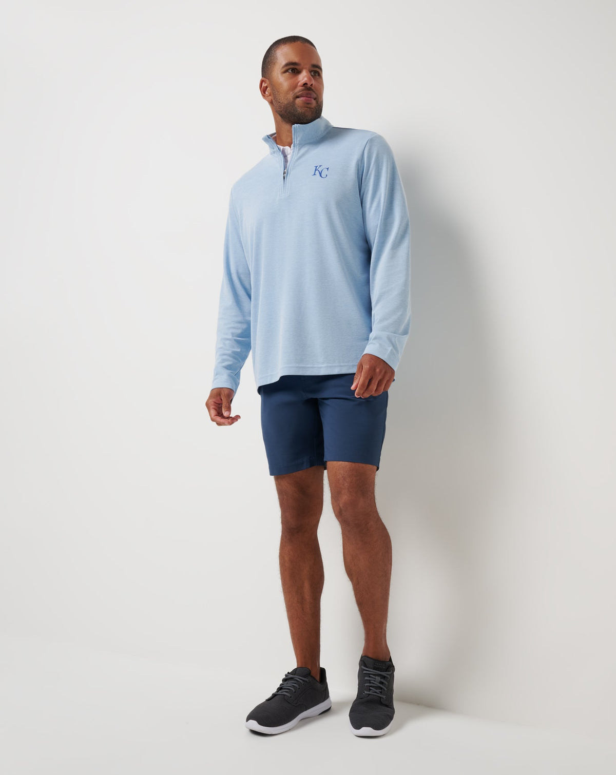 Kansas City Roayals Time To Tailgate Quarter Zip Heather Blue | Travis Mathew Discount