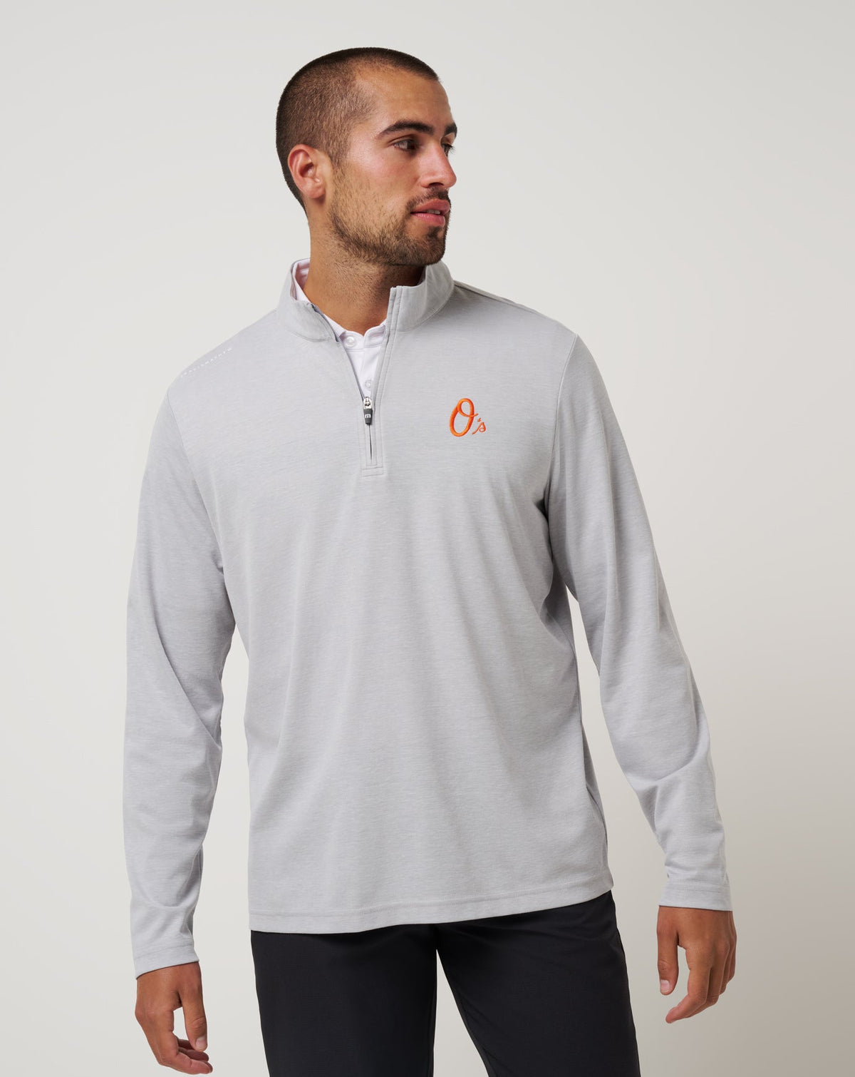 Baltimore Orioles Time To Tailgate Quarter Zip Heather Grey | Travis Mathew Smart Buy
