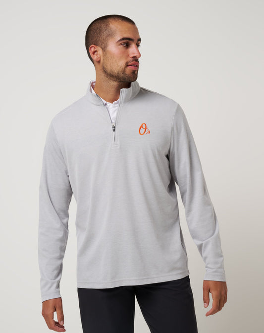 Baltimore Orioles Time To Tailgate Quarter Zip Heather Grey | Travis Mathew Smart Buy