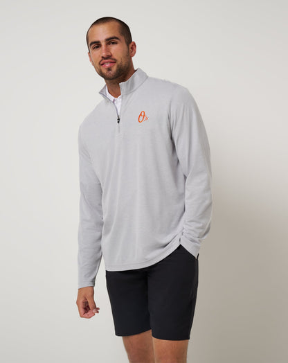 Baltimore Orioles Time To Tailgate Quarter Zip Heather Grey | Travis Mathew Smart Buy