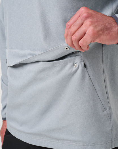 Out Of Pocket Hooded Quarter Zip Heather Light Grey | Travis Mathew Everyday