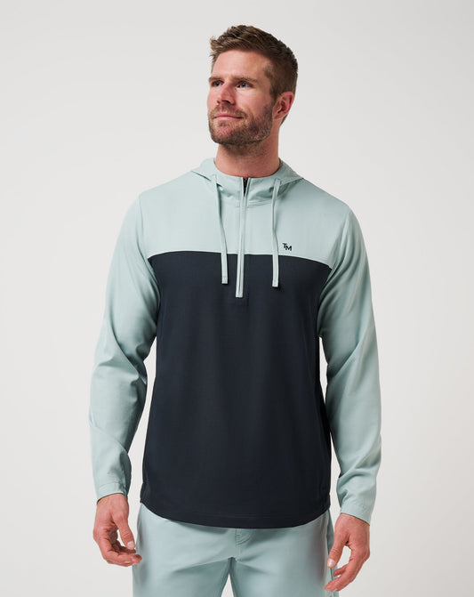 Coin Toss Quarter Zip Hoodie Gray Mist | Travis Mathew Featured