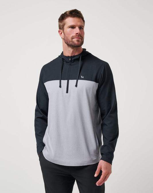 Coin Toss Quarter Zip Hoodie Heather Light Grey | Travis Mathew Value