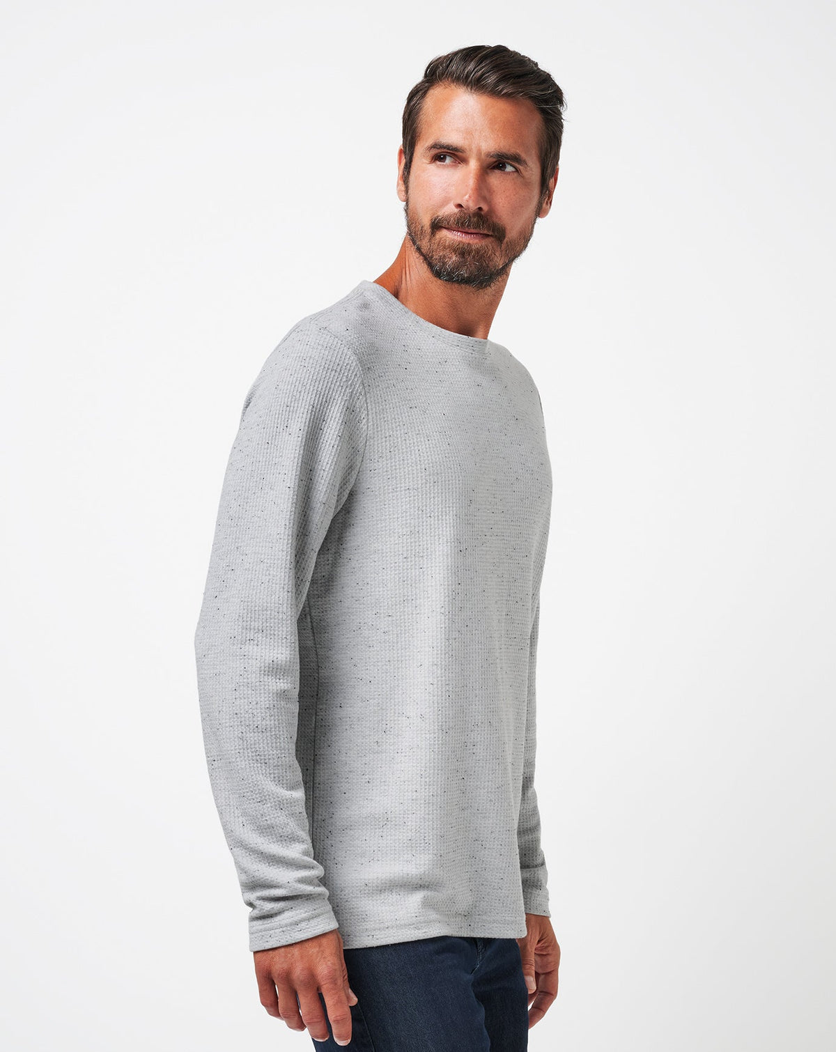 Cloud Waffle Crew Heather Light Grey | Travis Mathew Best Seller