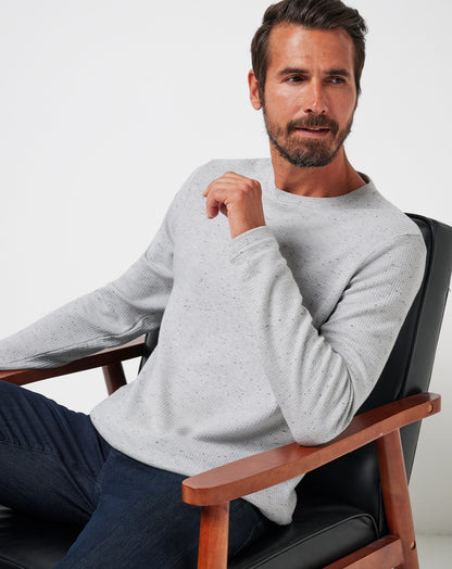 Cloud Waffle Crew Heather Light Grey | Travis Mathew Best Seller