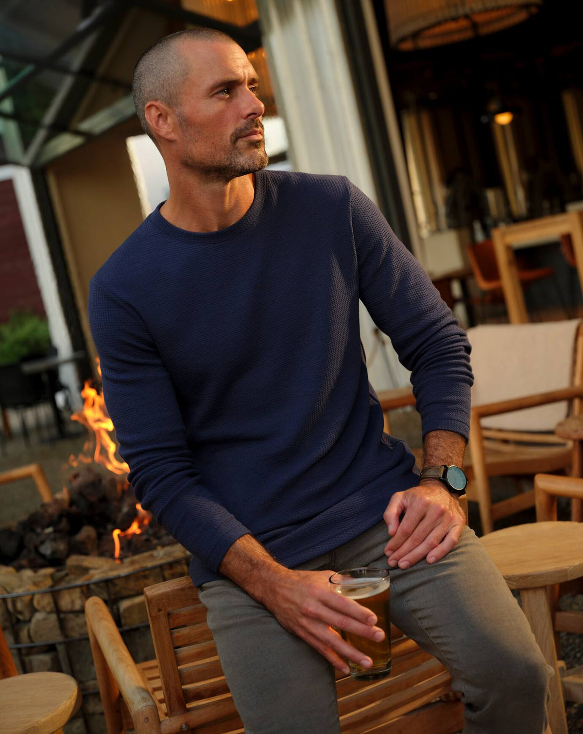 Cloud Waffle Crew Mood Indigo | Travis Mathew Exclusive