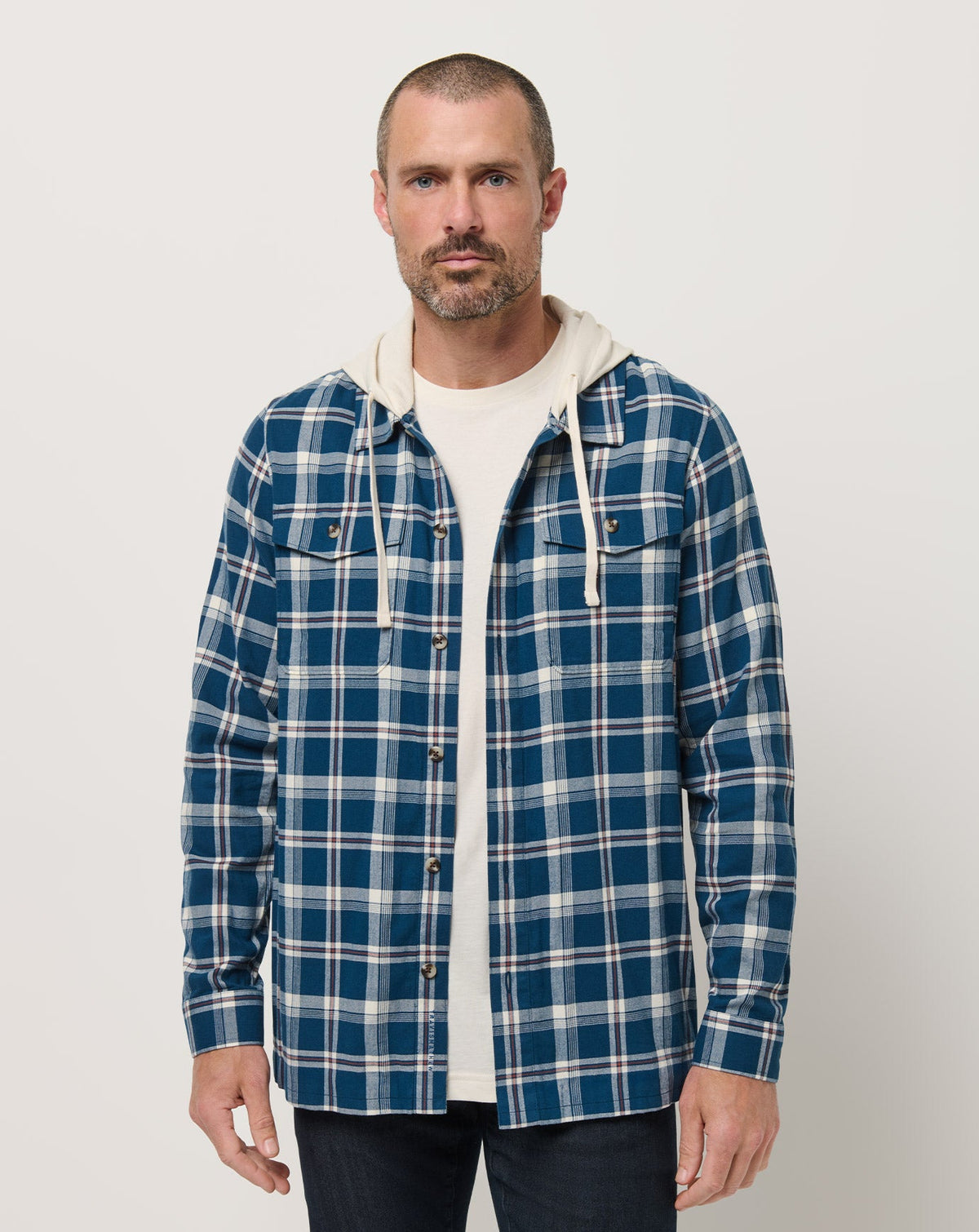 Cloud Flannel Hooded Button-Up Titan | Travis Mathew Deals