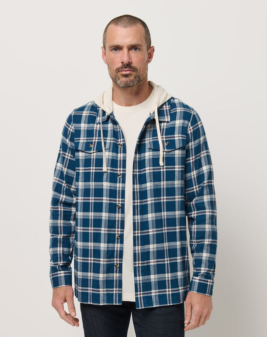 Cloud Flannel Hooded Button-Up Titan | Travis Mathew Deals