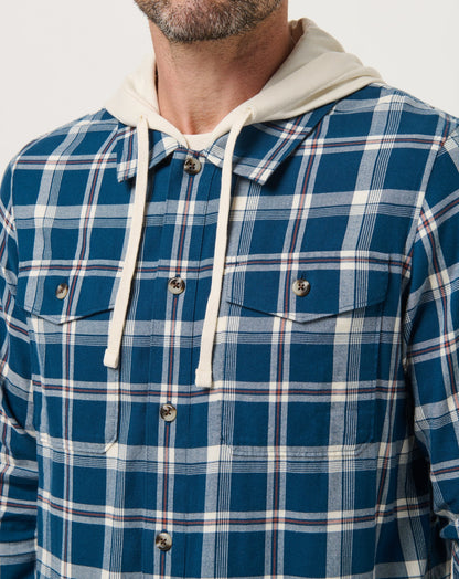 Cloud Flannel Hooded Button-Up Titan | Travis Mathew Deals