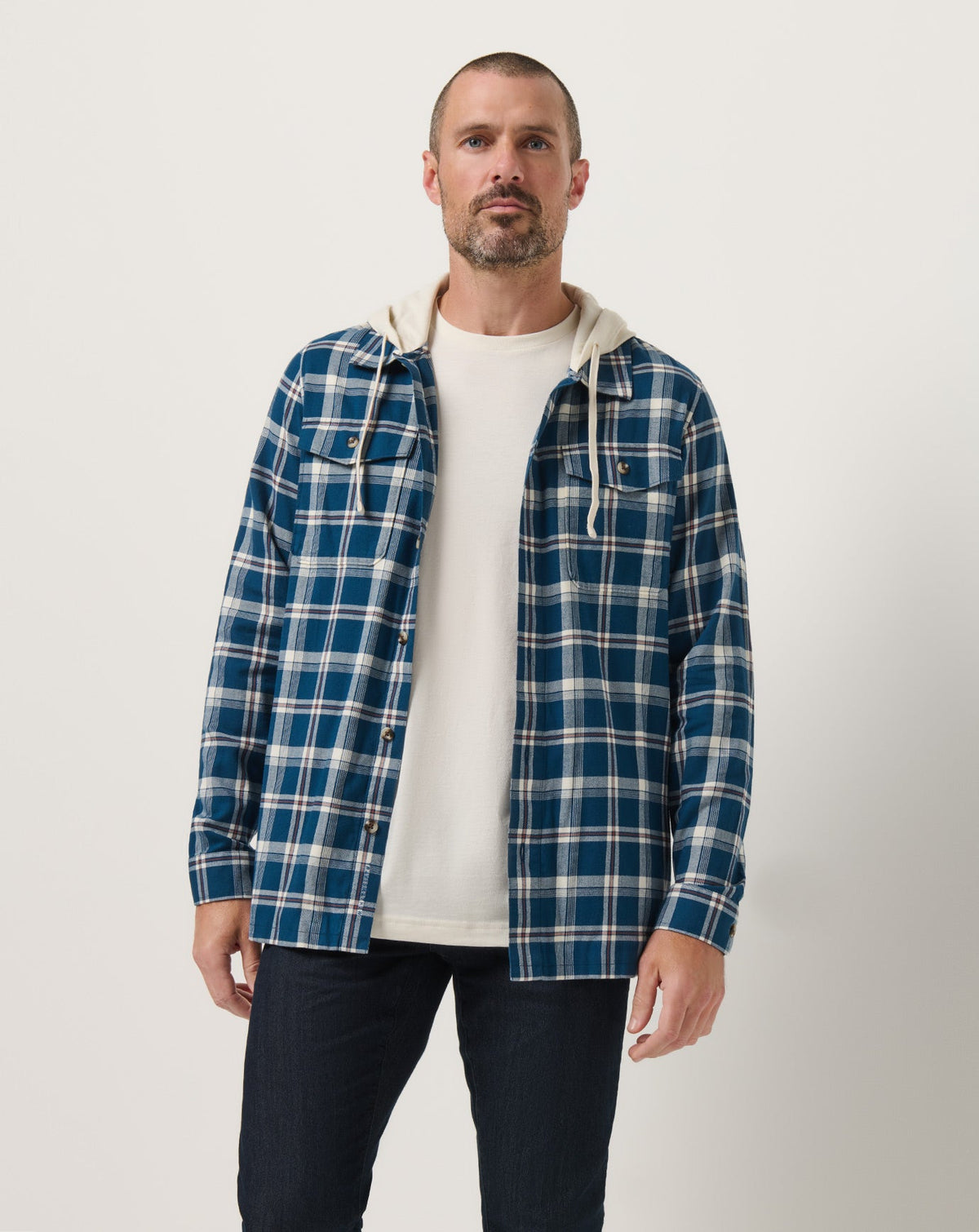 Cloud Flannel Hooded Button-Up Titan | Travis Mathew Deals