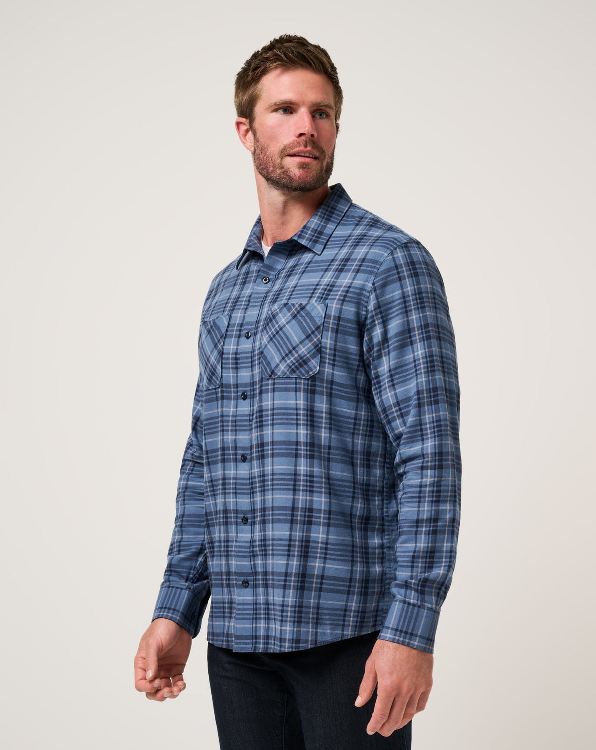 Cloud Flannel Plaid Button-Up Bering Sea/Sleet | Travis Mathew Discount