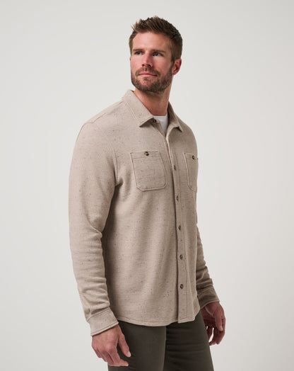 Cloud Waffle Shirt Jacket Oxford Tan | Travis Mathew Everyday