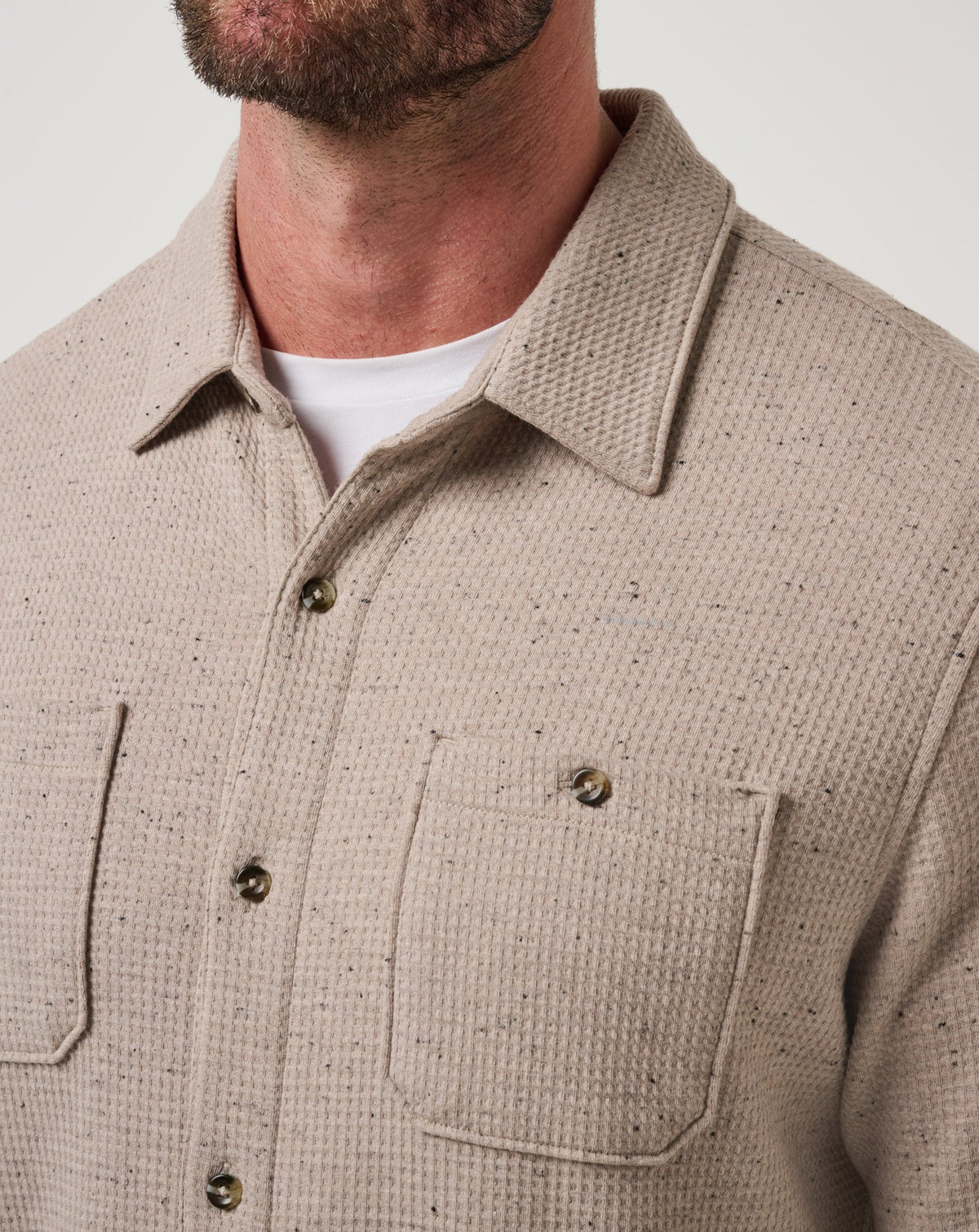 Cloud Waffle Shirt Jacket Oxford Tan | Travis Mathew Everyday