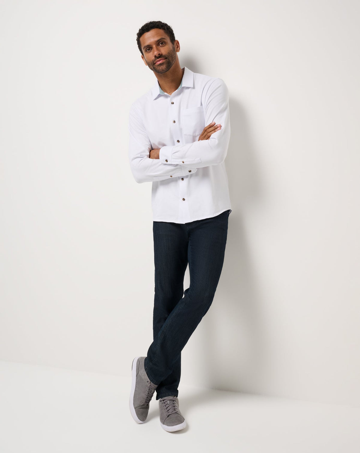 Comfortknit TM Social Club Button-Up White | Travis Mathew Top Pick