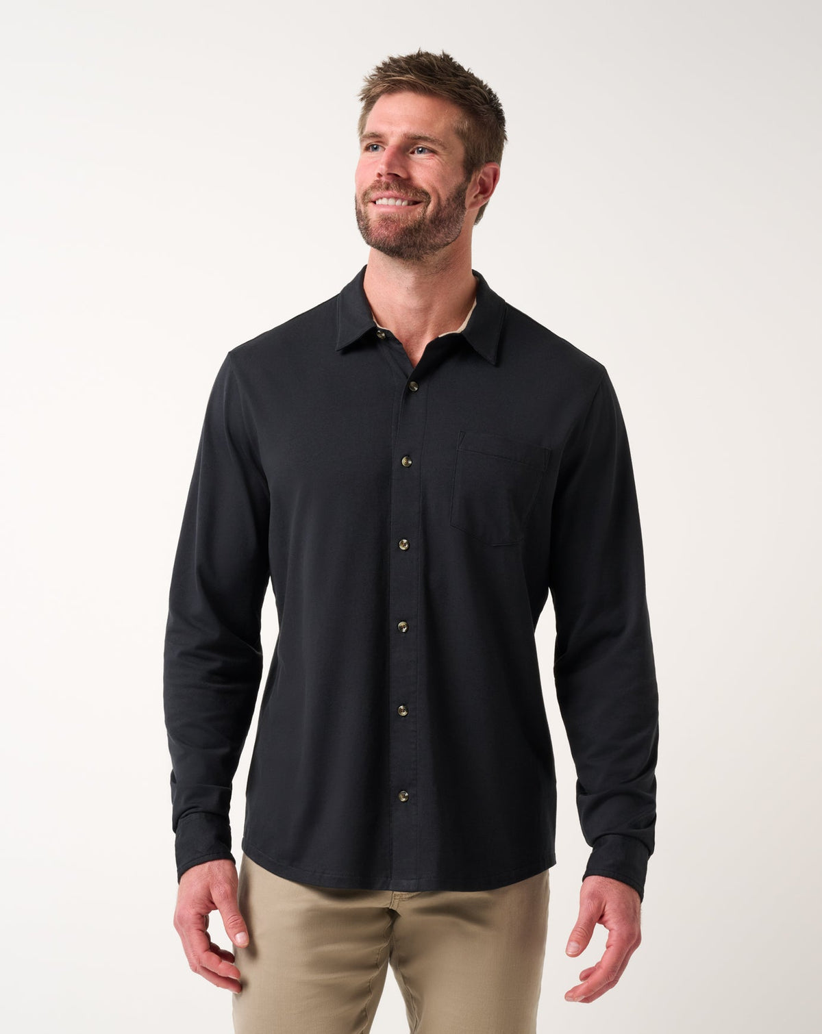 Comfortknit TM Social Club Button-Up Black | Travis Mathew Trusted