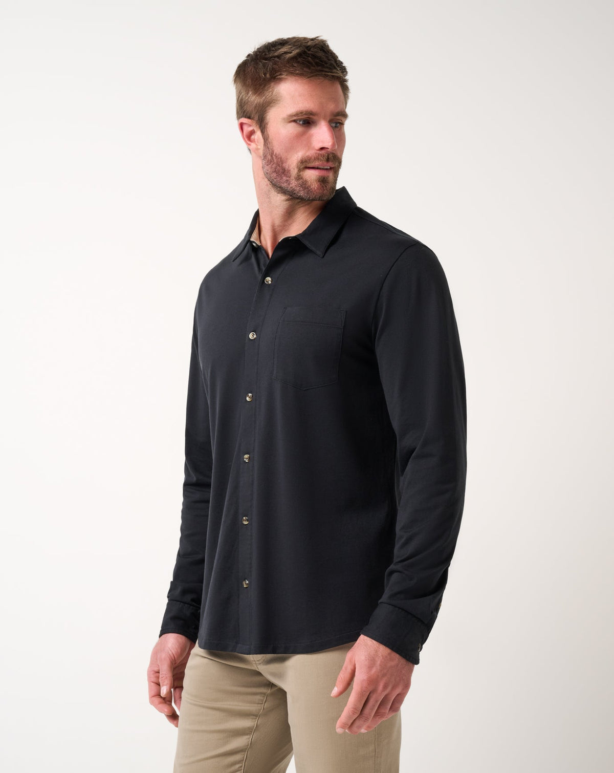 Comfortknit TM Social Club Button-Up Black | Travis Mathew Trusted