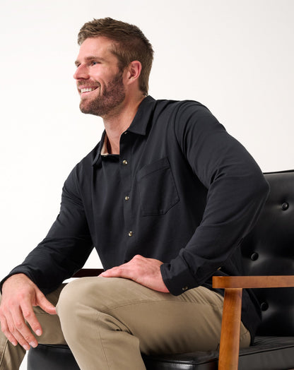Comfortknit TM Social Club Button-Up Black | Travis Mathew Trusted