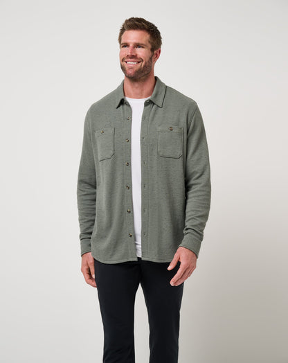 Cloud Waffle Shirt Jacket Dark Olive | Travis Mathew Trusted