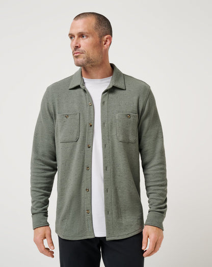 Cloud Waffle Shirt Jacket Dark Olive | Travis Mathew Trusted