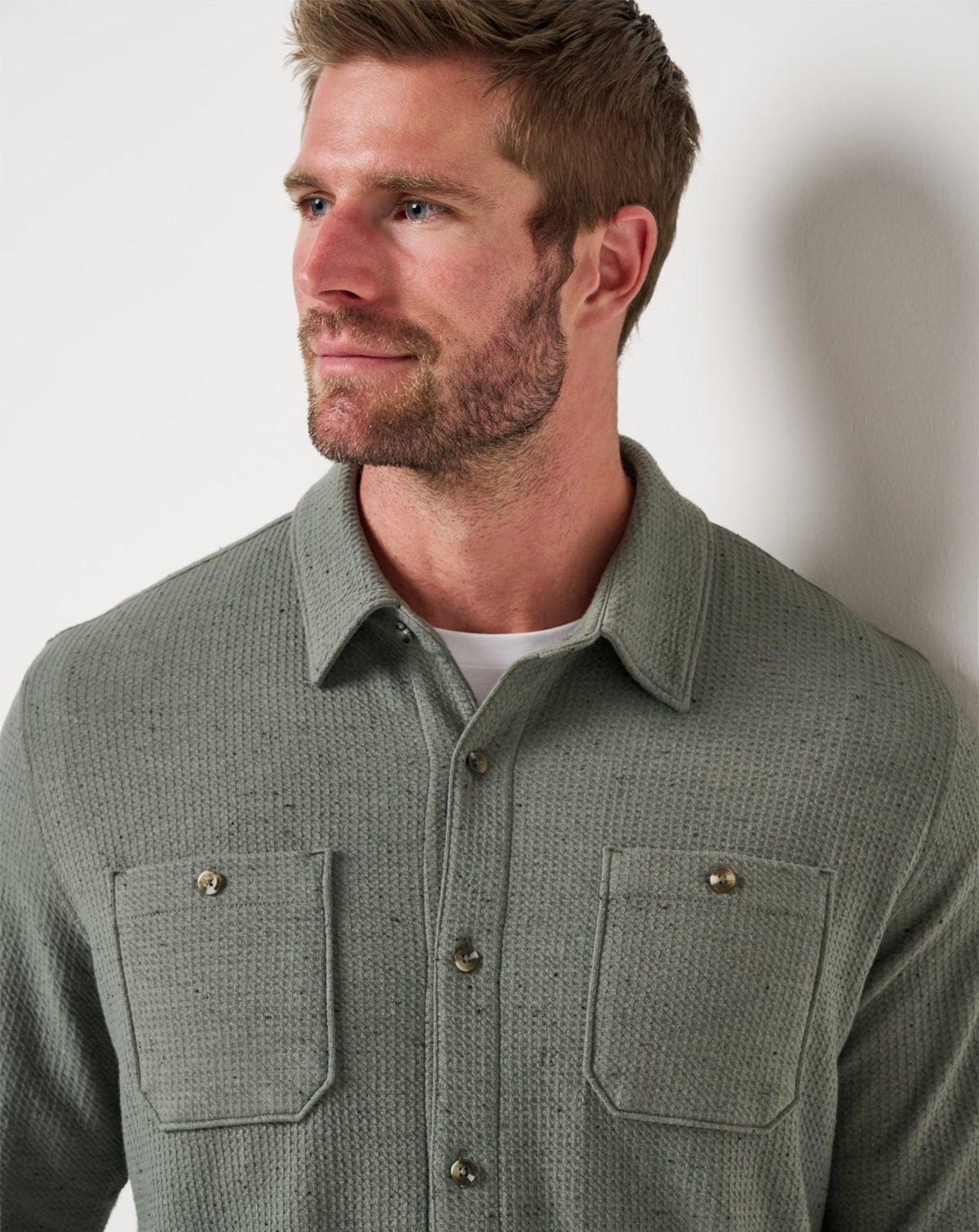 Cloud Waffle Shirt Jacket Dark Olive | Travis Mathew Trusted