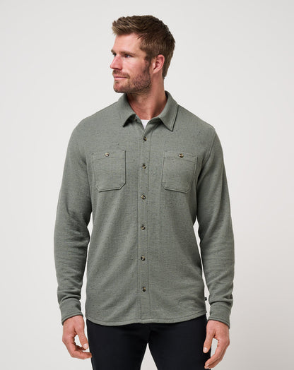 Cloud Waffle Shirt Jacket Dark Olive | Travis Mathew Trusted