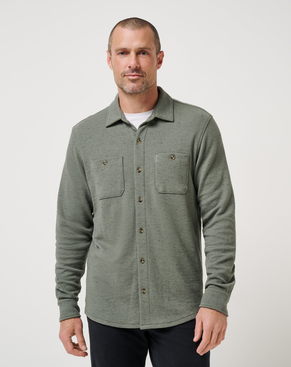 Cloud Waffle Shirt Jacket Dark Olive | Travis Mathew Trusted
