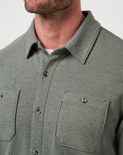 Cloud Waffle Shirt Jacket Dark Olive | Travis Mathew Trusted