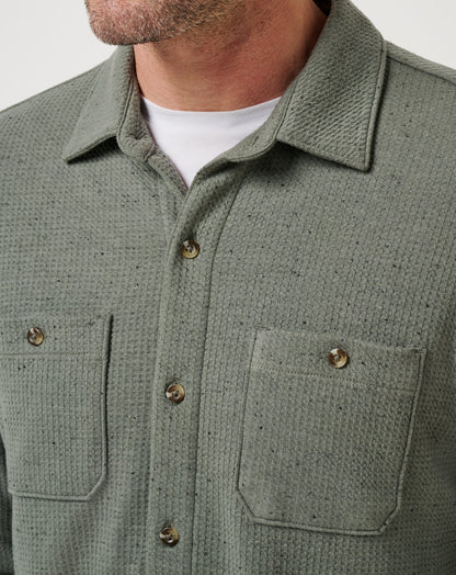 Cloud Waffle Shirt Jacket Dark Olive | Travis Mathew Trusted