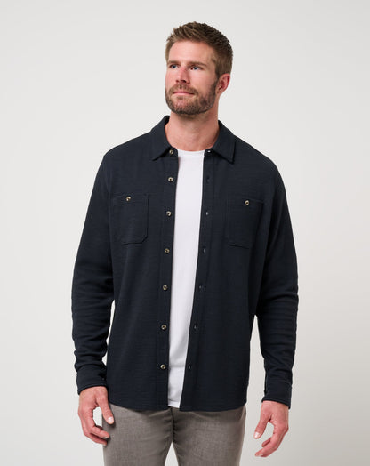 Cloud Waffle Shirt Jacket Black | Travis Mathew Exclusive