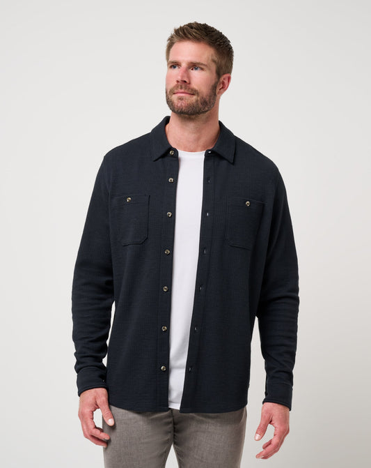 Cloud Waffle Shirt Jacket Black | Travis Mathew Exclusive