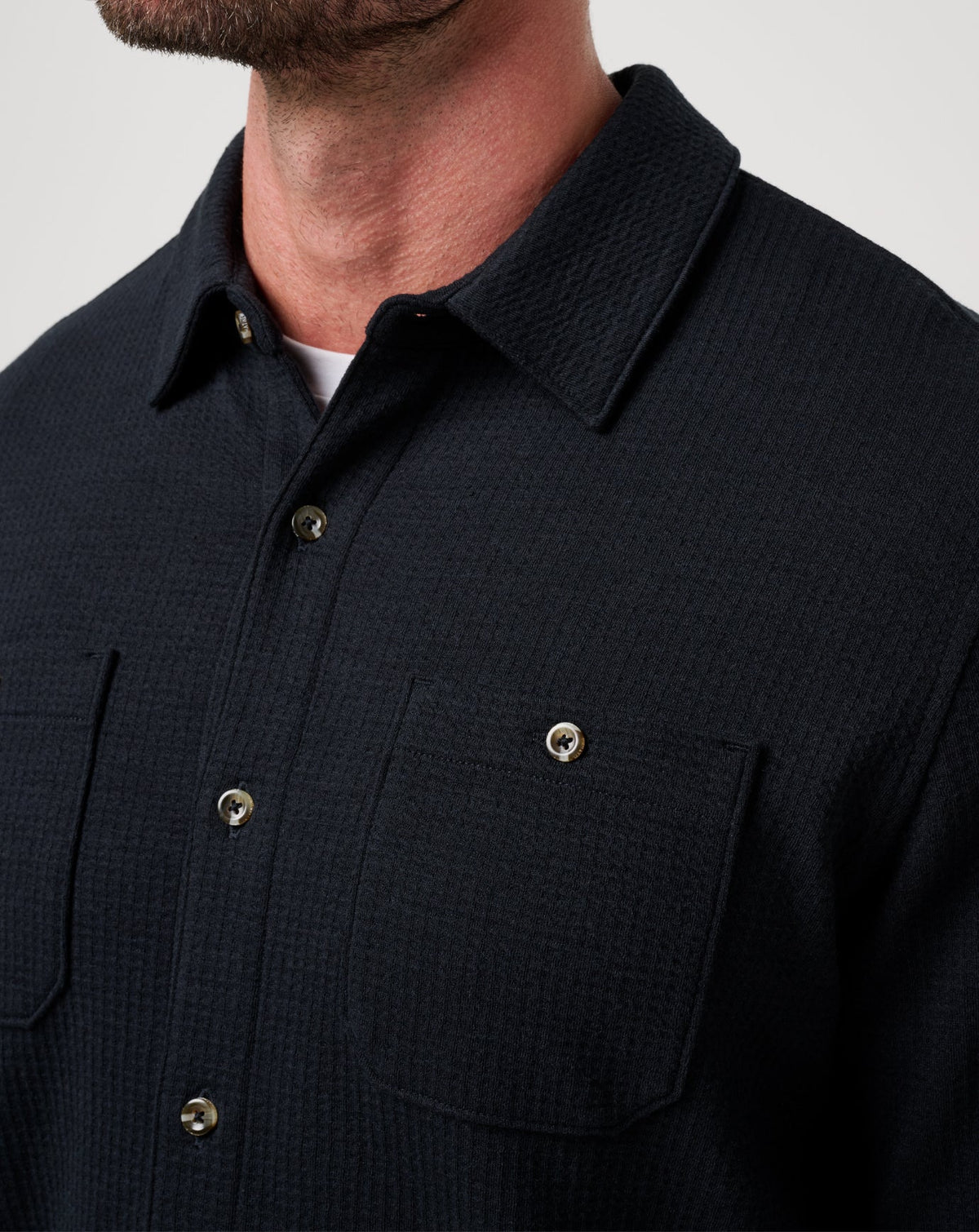 Cloud Waffle Shirt Jacket Black | Travis Mathew Exclusive
