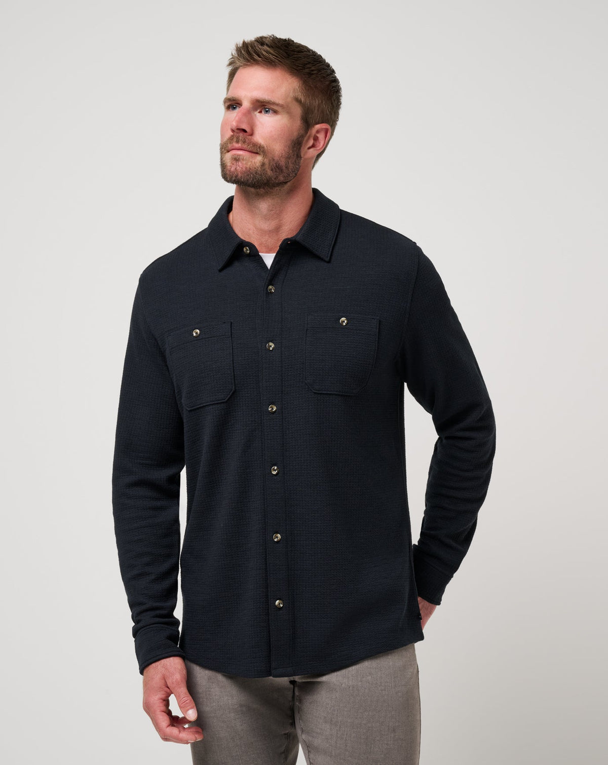 Cloud Waffle Shirt Jacket Black | Travis Mathew Exclusive